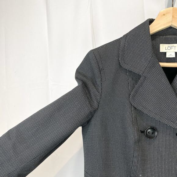 LOFT Ann Taylor Size XS Double Breasted Cotton Peacoat Jacket Lined Black Navy - Picture 4 of 7
